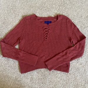 AEROPOSTALE CRISS CROSS DETAIL KNIT SWEATER